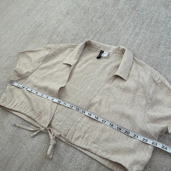 H&M Divided Linen Crop Short Sleeve Bolero Blouse Top M - Picture 6 of 7